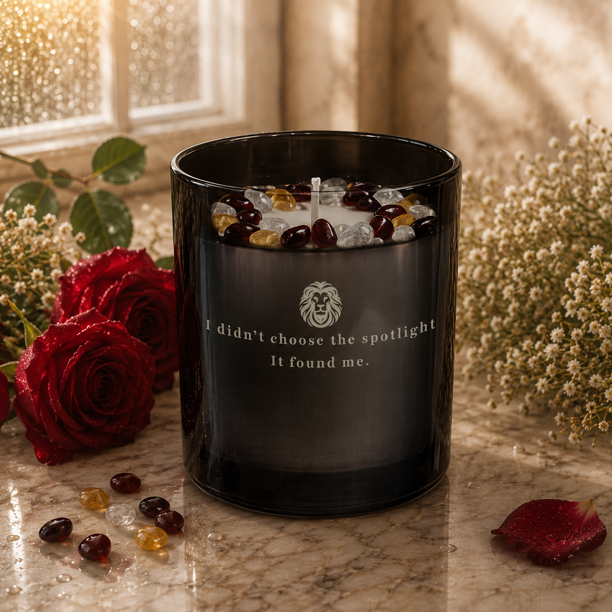 Leo Zodiac Handcrafted Crystal-Infused Coconut Soy Wax Scented Candle, 10oz