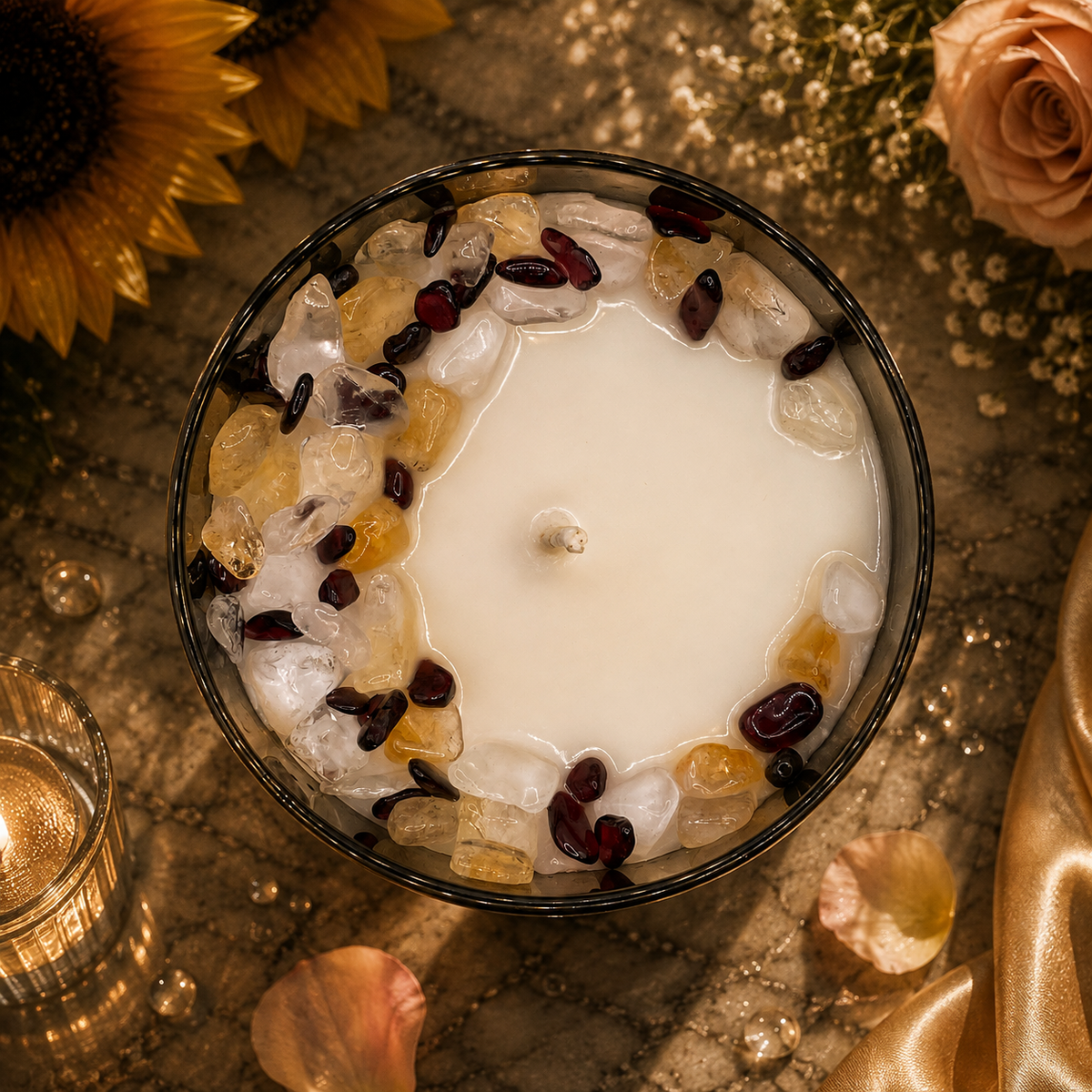 Leo Zodiac Handcrafted Crystal-Infused Coconut Soy Wax Scented Candle, 10oz
