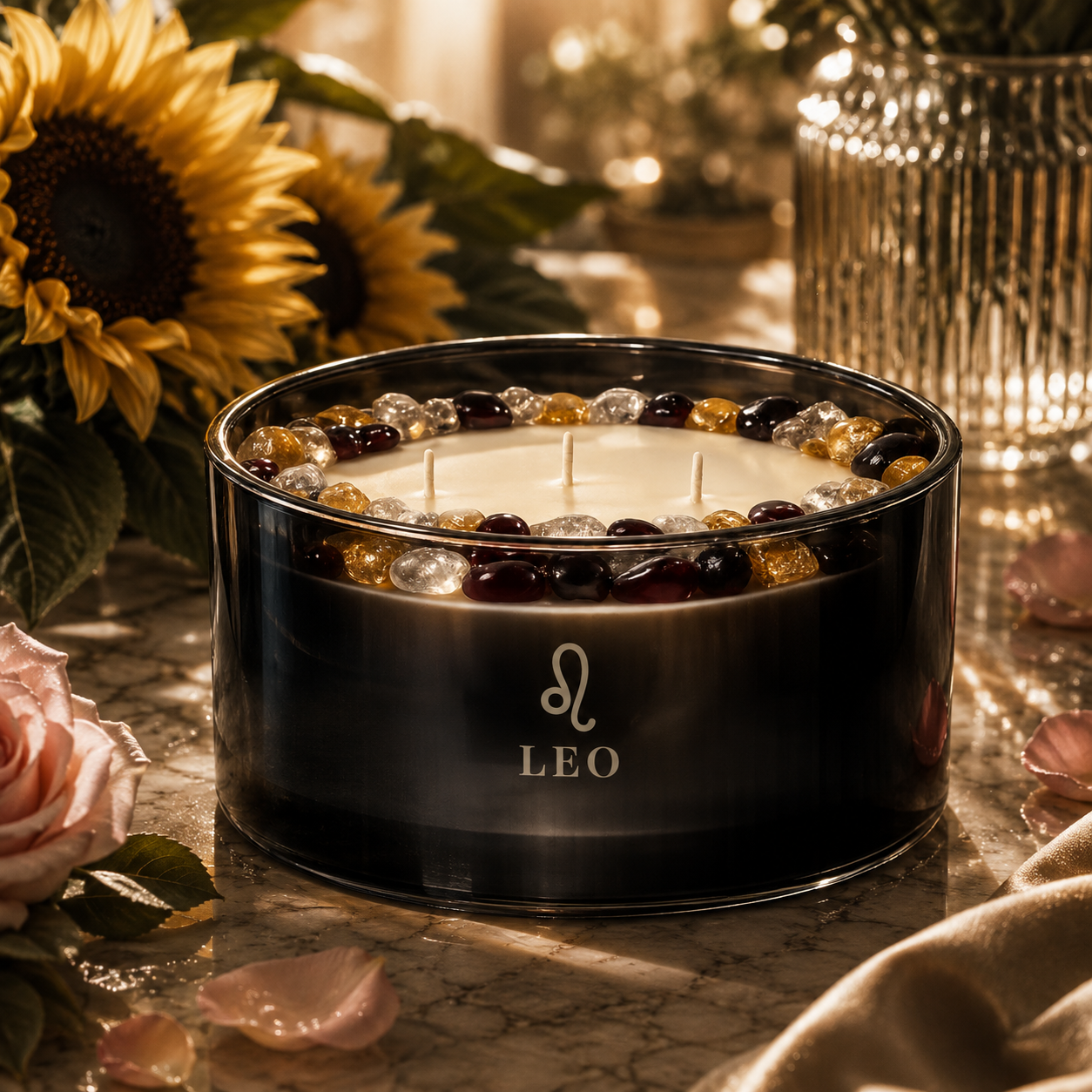 Leo Zodiac 3-Wick Crystal Candle, 16oz