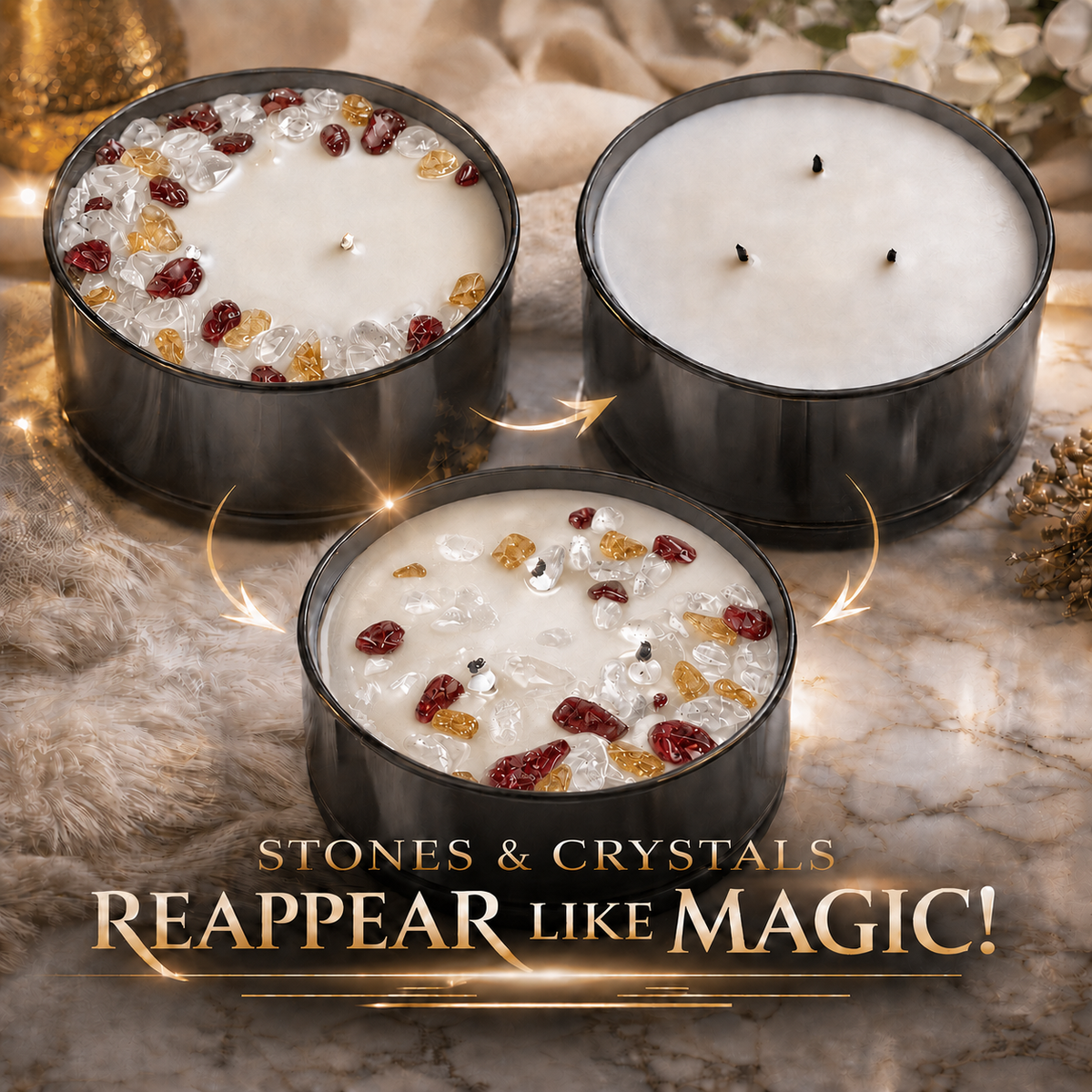 Sunshower Mist Handcrafted Crystal-Infused Coconut Soy 3-Wick Scented Candle, 16oz