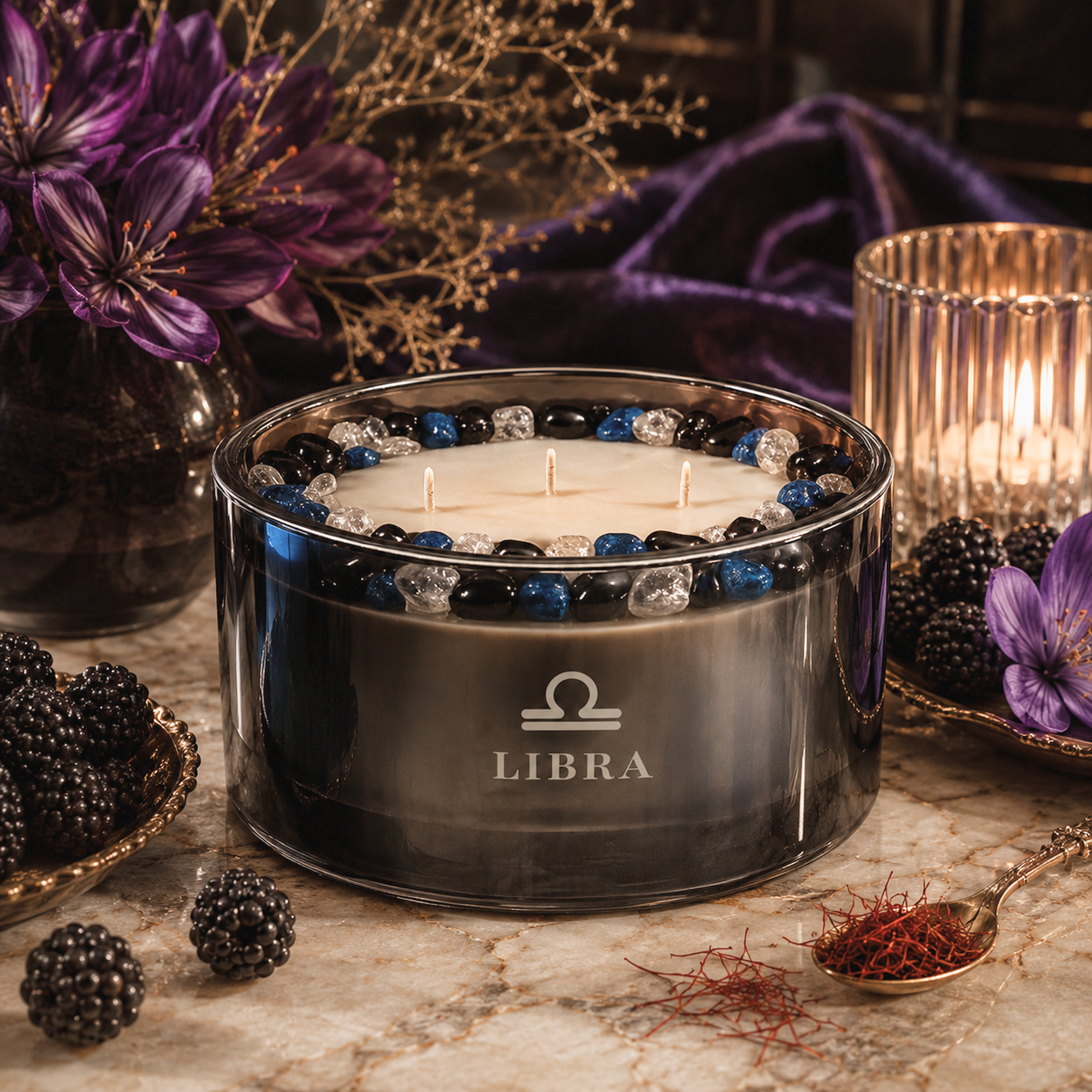 Libra Zodiac 3-Wick Crystal Candle, 16oz