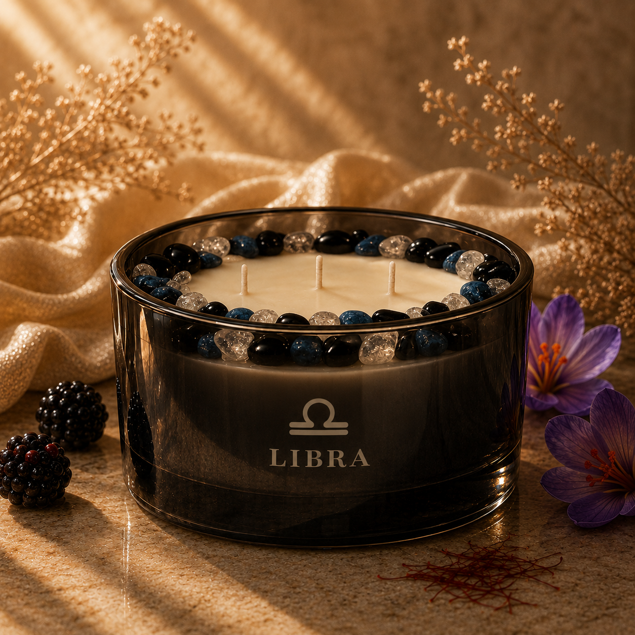 Libra Zodiac 3-Wick Crystal Candle, 16oz