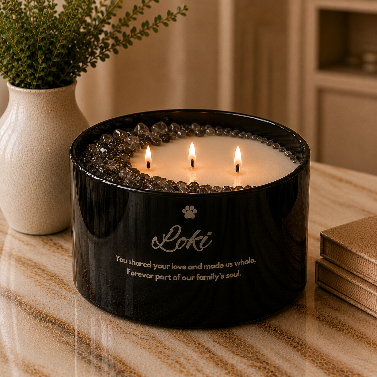 Custom Engraved 3-Wick Crystal Candle, 16oz