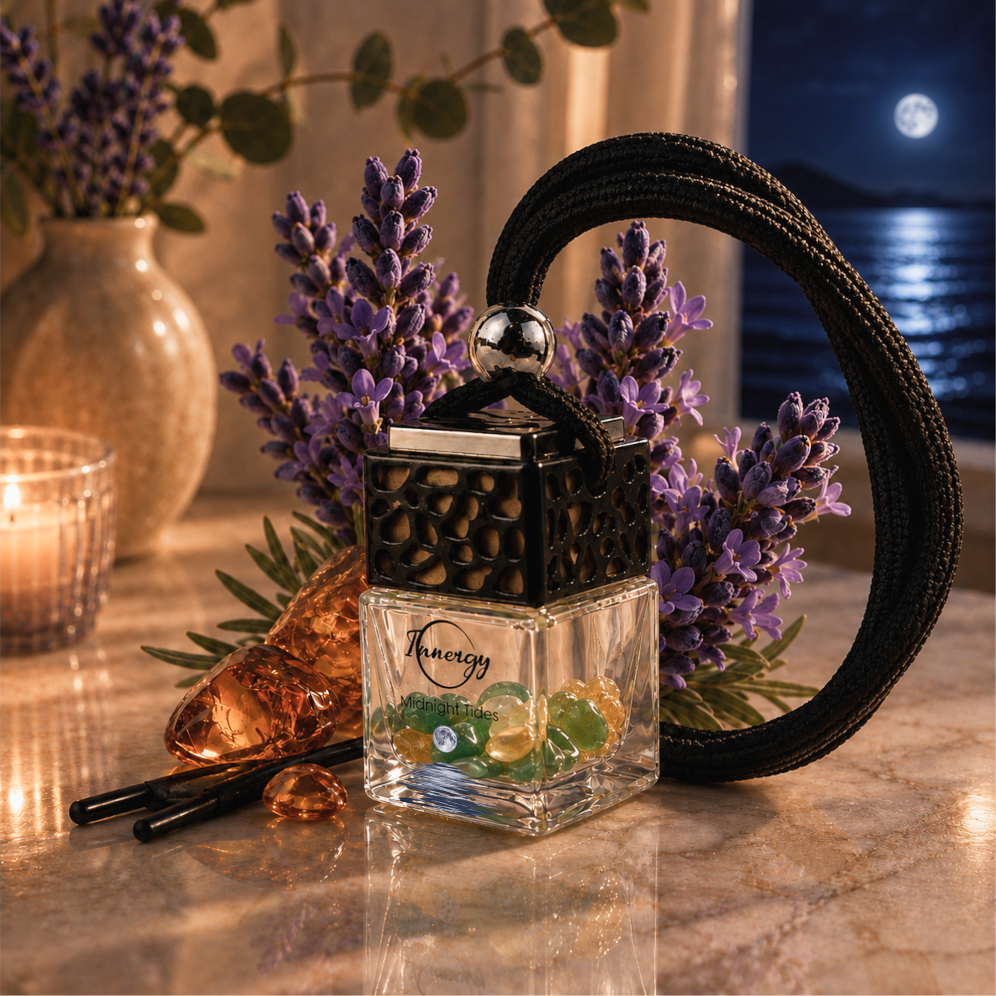 Midnight Tides Crystal-Enhanced Oil Diffuser, Car Air Freshener, 8ml