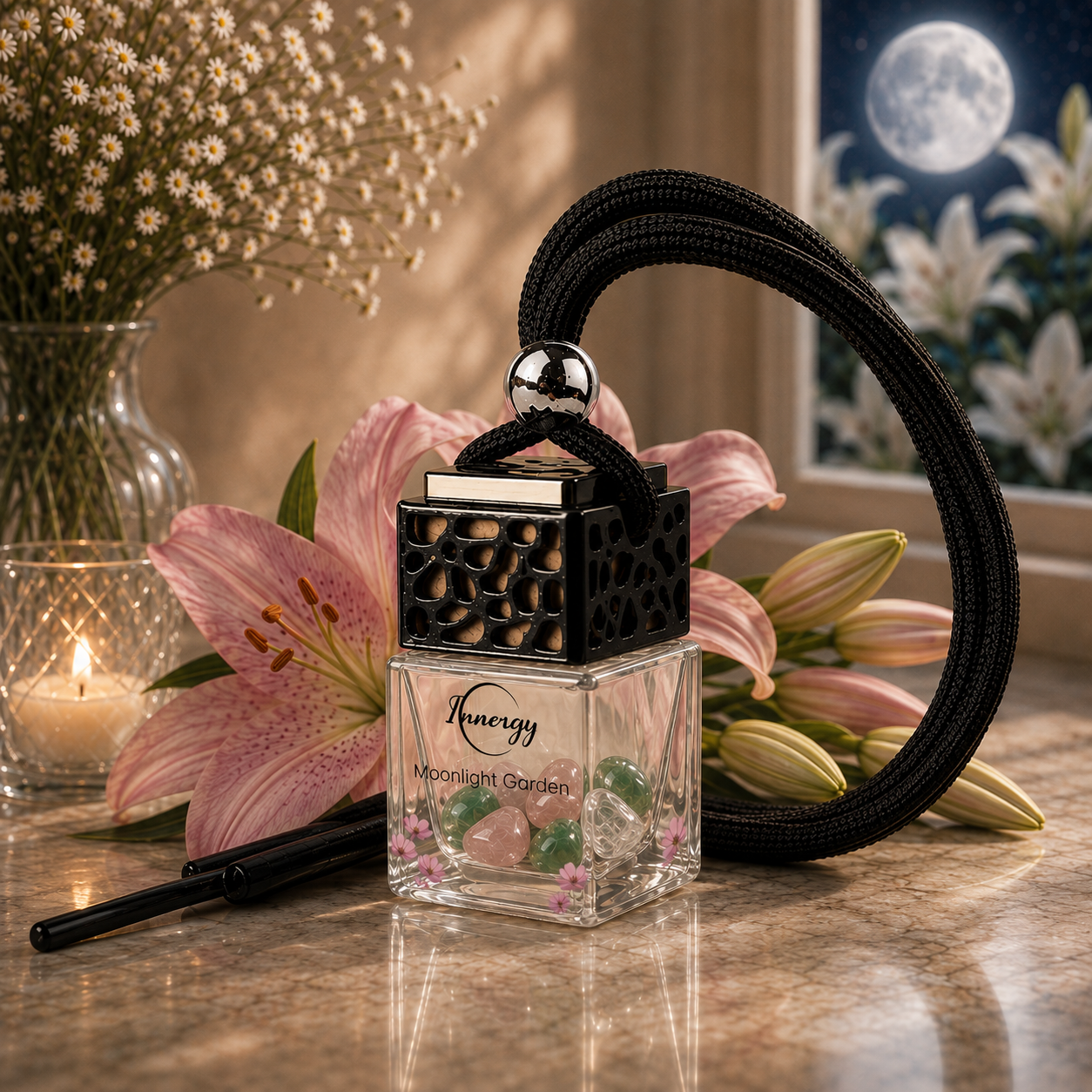 Moonlight Garden Crystal-Enhanced Oil Diffuser, Car Air Freshener, 8ml