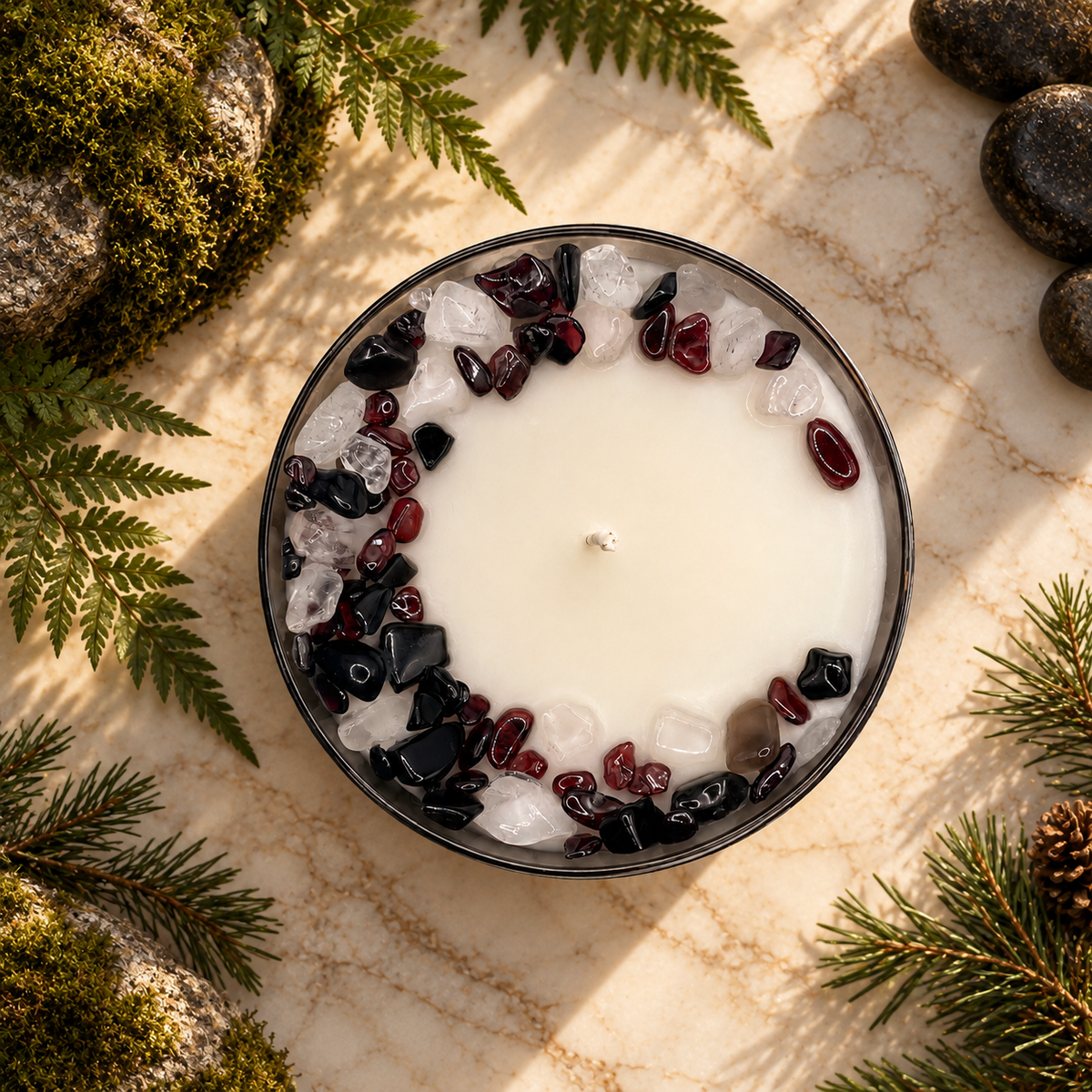 Mountain Air Handcrafted Crystal-Infused Coconut Soy Wax Scented Candle, 10oz