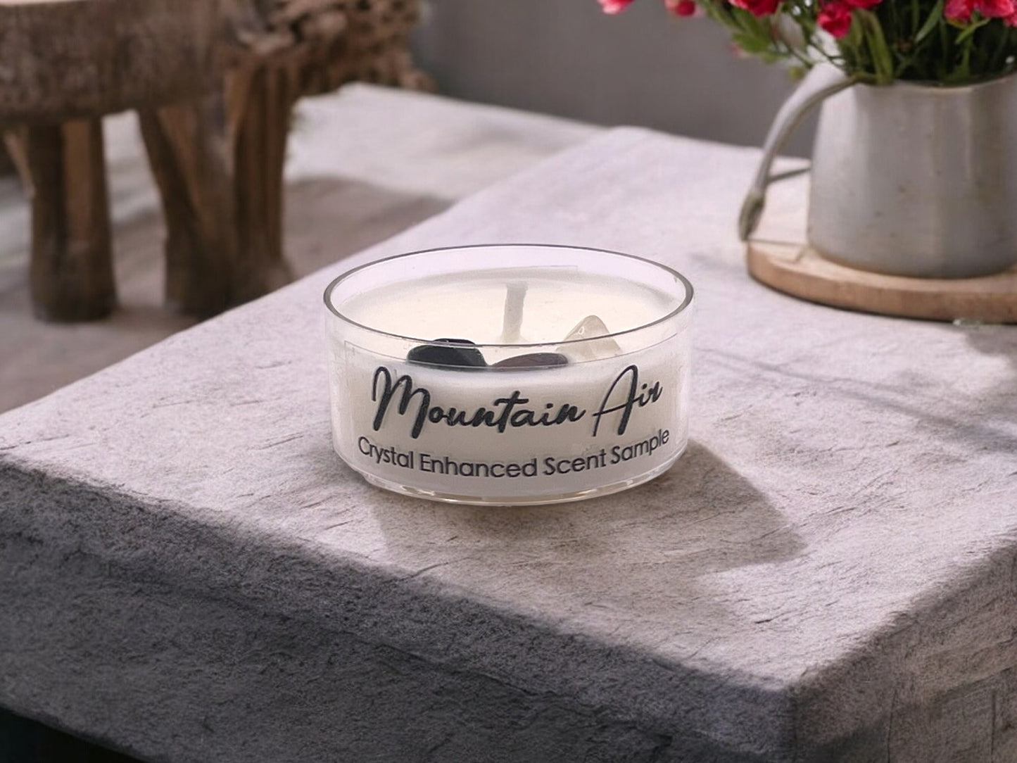 Mountain Air, Premium Coconut-Soy Wax Tea Light Crystal Candle, 1oz