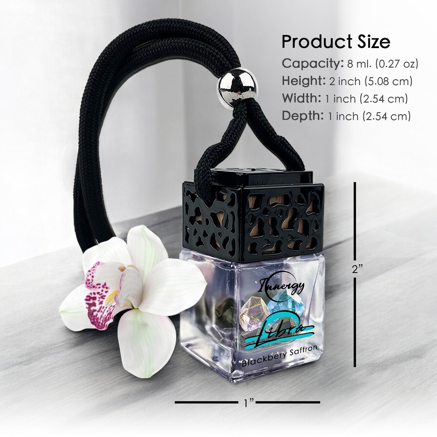 Libra Zodiac Crystal-Enhanced Oil Diffuser, Car Air Freshener, 8ml