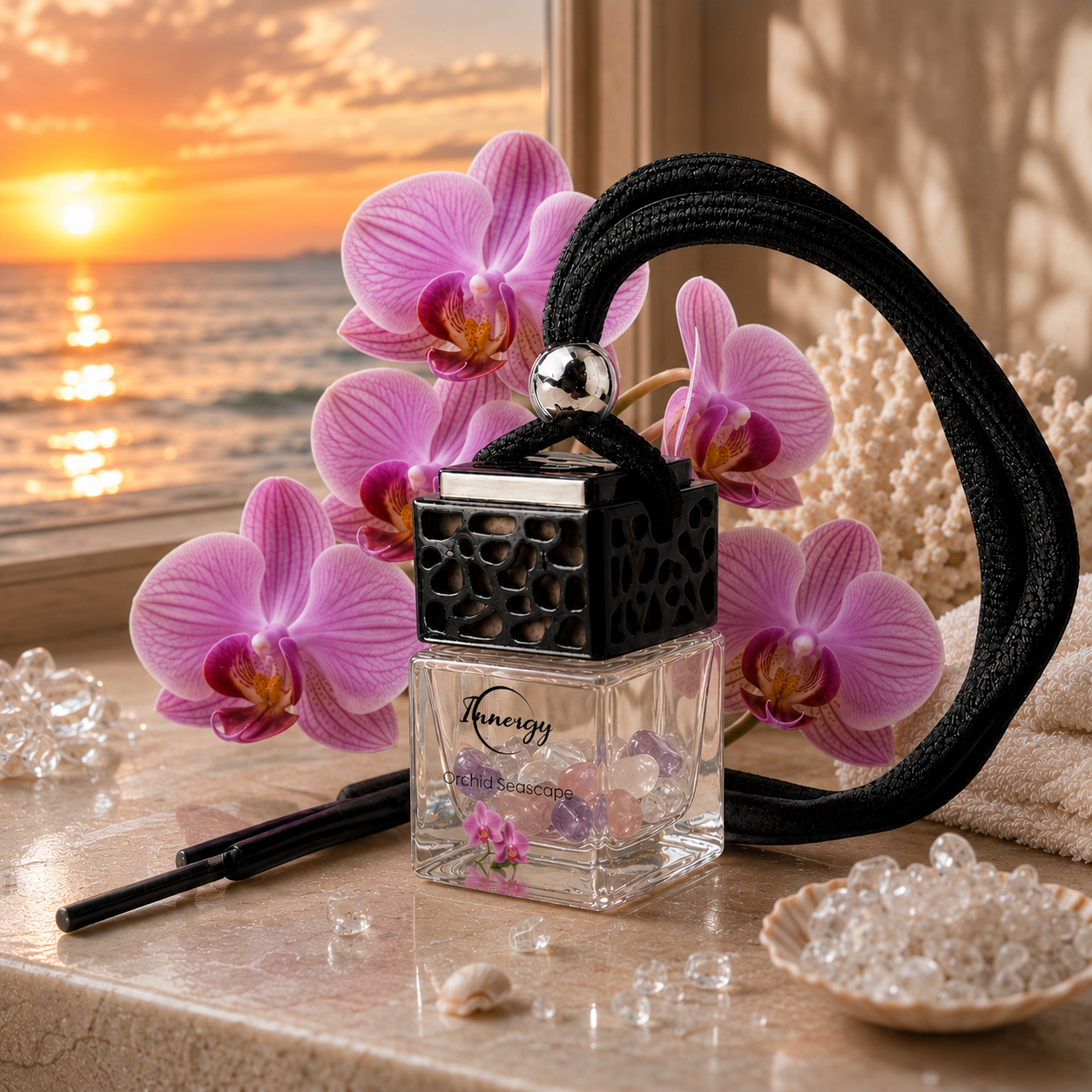 Orchid Seascape Crystal-Enhanced Oil Diffuser, Car Air Freshener, 8ml