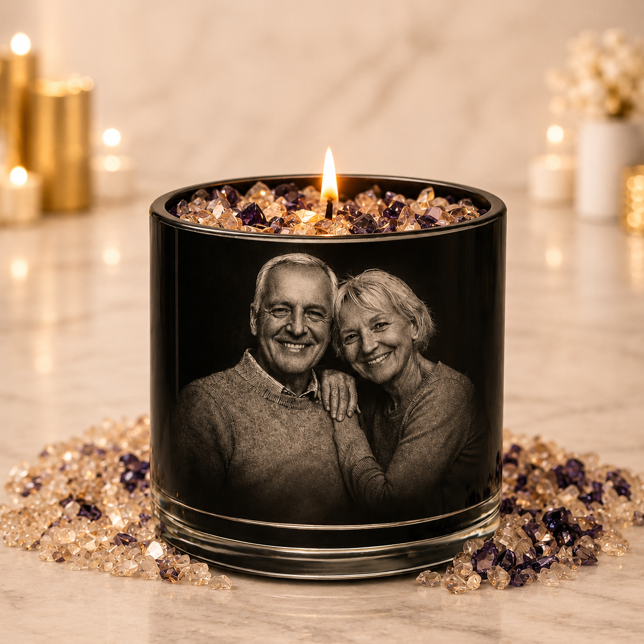 Custom Engraved Crystal Candle, 10oz