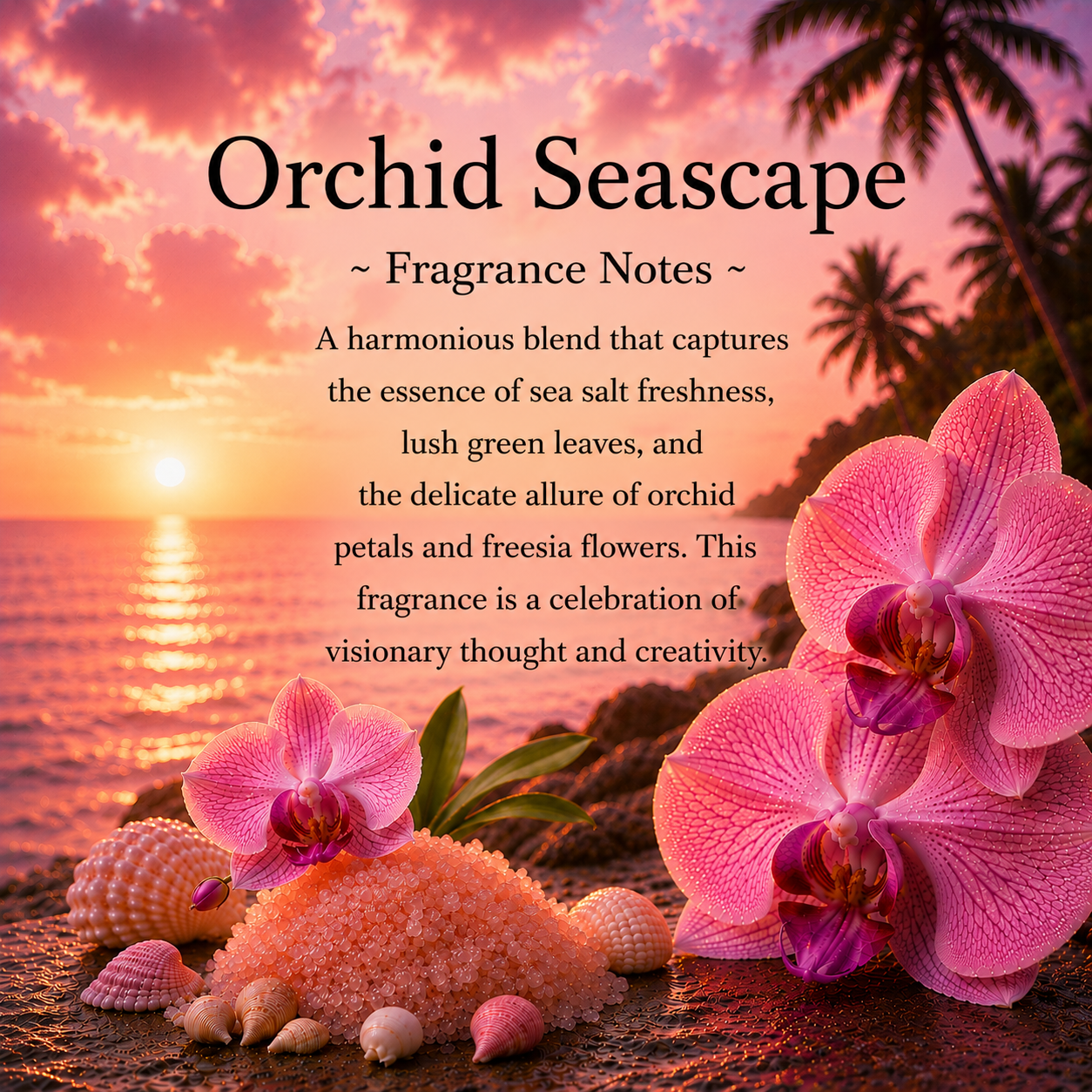 Orchid Seascape Crystal-Enhanced Reed Oil Diffuser, 100ml
