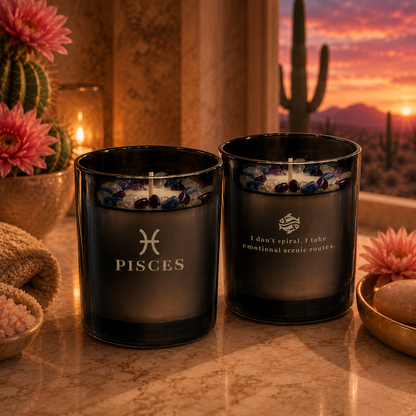 Pisces Zodiac Crystal Candle, 10oz