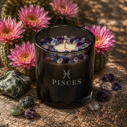 Pisces Zodiac Crystal Candle, 10oz