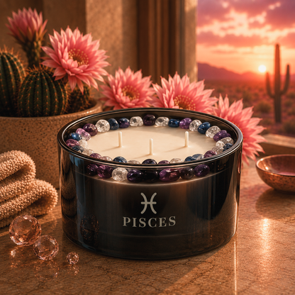 Pisces Zodiac 3-Wick Crystal Candle, 16oz