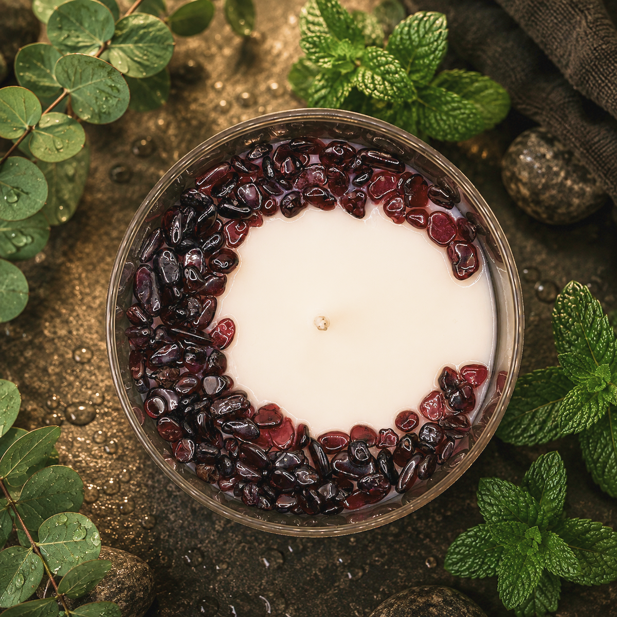 Root Chakra Handcrafted Crystal-Infused Coconut Soy Wax Scented Candle, 10oz