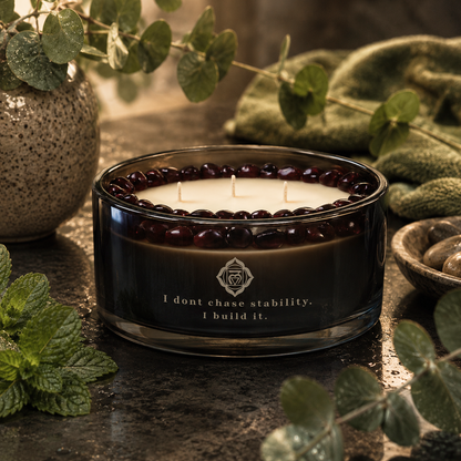 Root Chakra 3-Wick Crystal Candle, 16oz