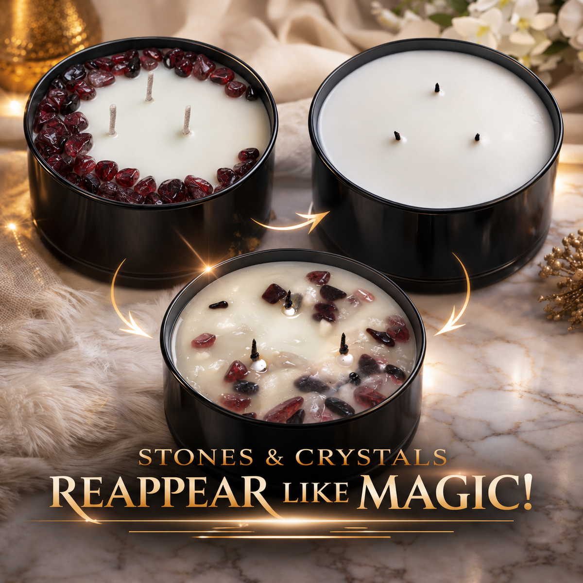 Cool Eucalyptus Mint Handcrafted Crystal-Infused Coconut Soy 3-Wick Scented Candle, 16oz