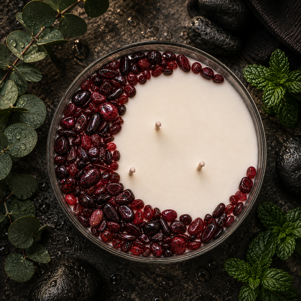 Root Chakra 3-Wick Crystal Candle, 16oz