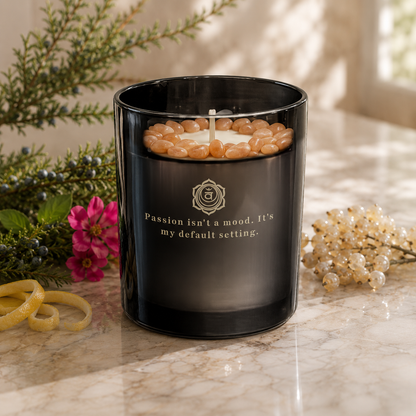 Sacral Chakra Handcrafted Crystal-Infused Coconut Soy Wax Scented Candle, 10oz