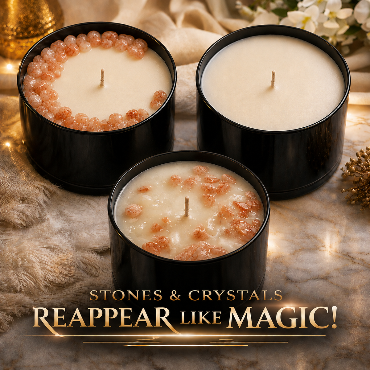 Sacral Chakra Handcrafted Crystal-Infused Coconut Soy Wax Scented Candle, 10oz