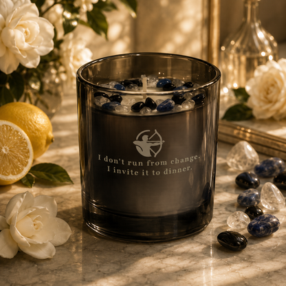 Sagittarius Zodiac Handcrafted Crystal-Infused Coconut Soy Wax Scented Candle, 10oz