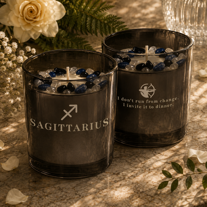 Sagittarius Zodiac Handcrafted Crystal-Infused Coconut Soy Wax Scented Candle, 10oz