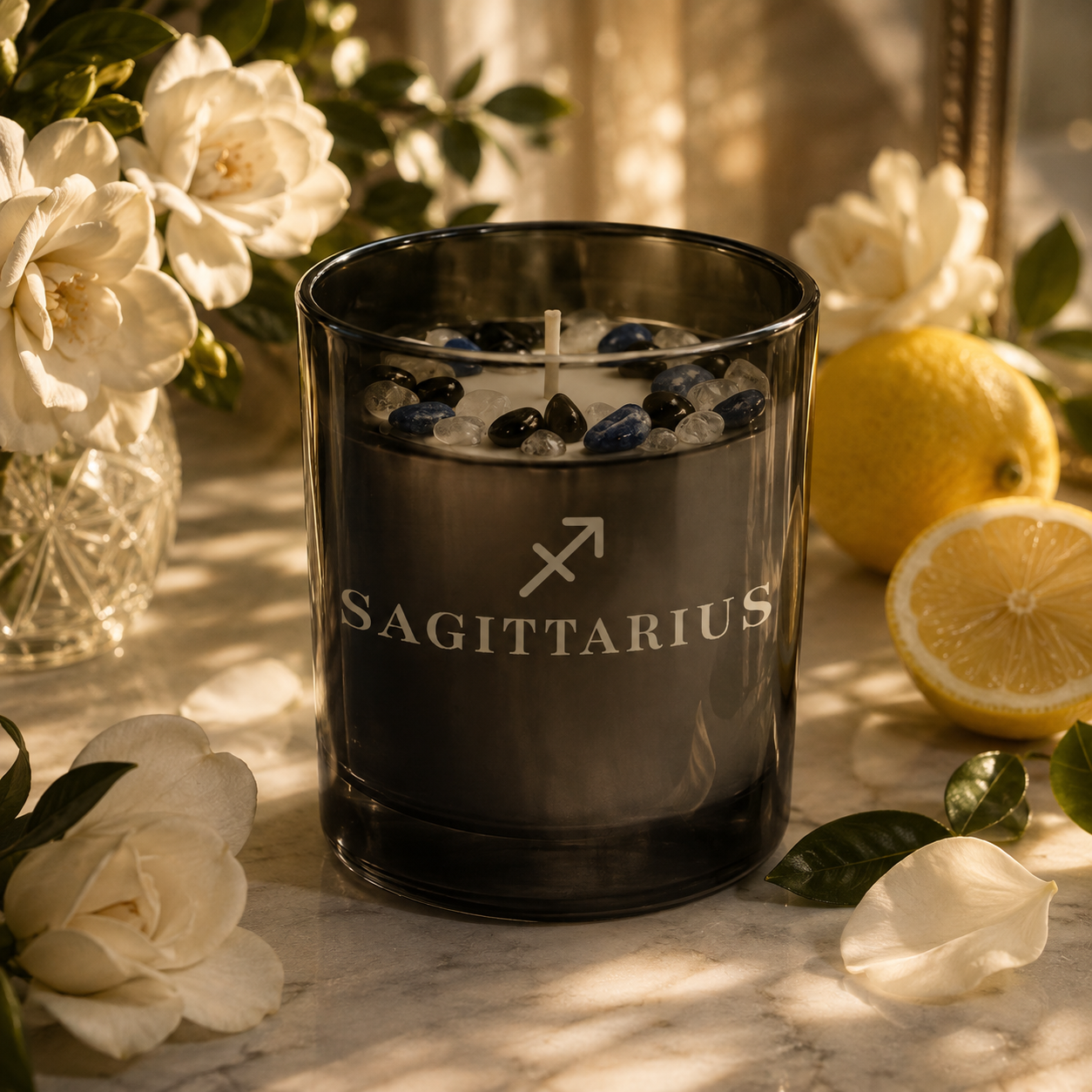 Sagittarius Zodiac Crystal Candle, 10oz