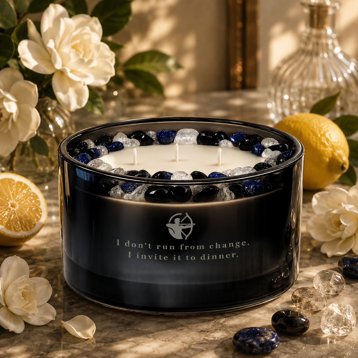 Sagittarius Zodiac Handcrafted Crystal-Infused Coconut Soy 3-Wick Scented Candle, 16oz