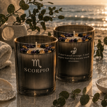 Scorpio Zodiac Crystal Candle, 10oz