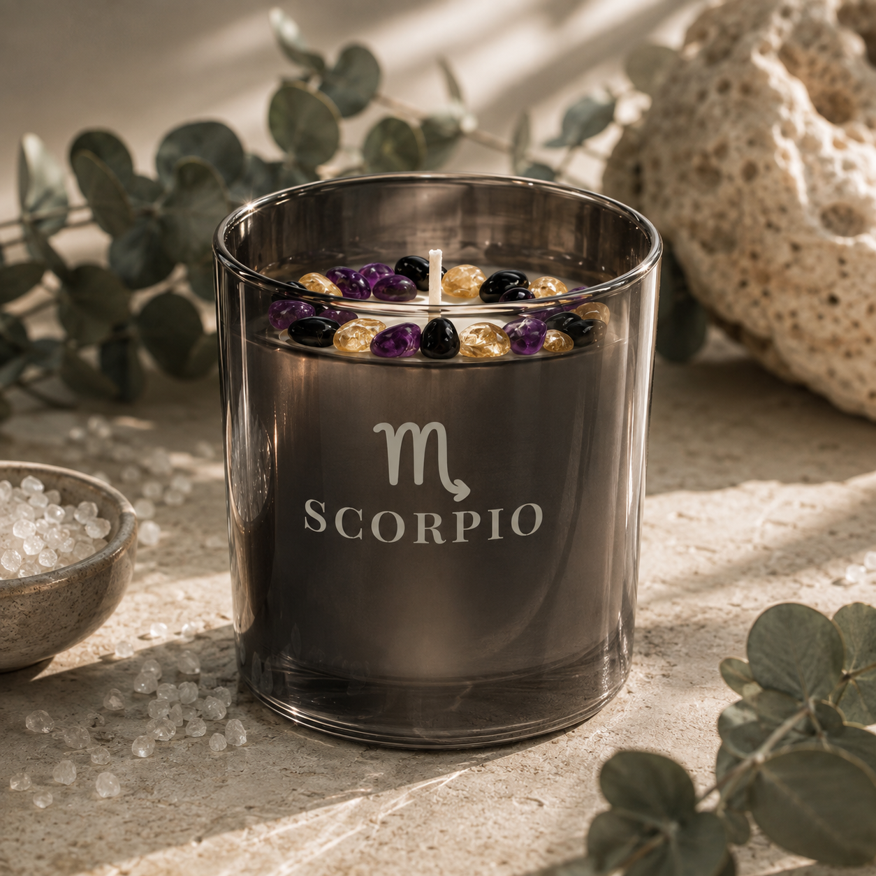Scorpio Zodiac Crystal Candle, 10oz