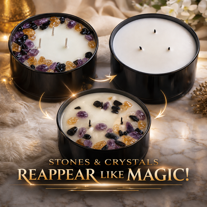 Sea Salt Eucalyptus Handcrafted Crystal-Infused Coconut Soy 3-Wick Scented Candle, 16oz