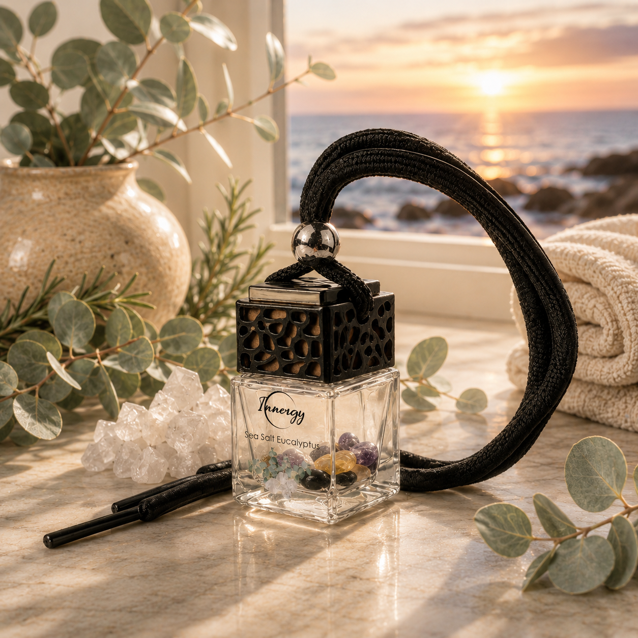 Sea Salt Eucalyptus Crystal-Enhanced Oil Diffuser, Car Air Freshener, 8ml