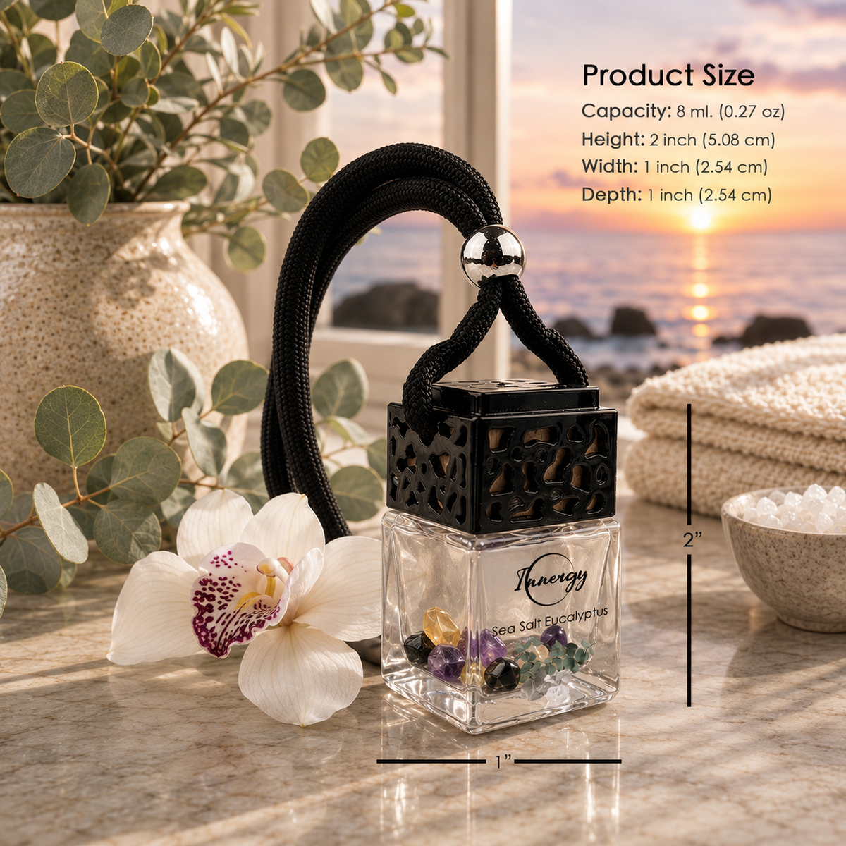 Sea Salt Eucalyptus Crystal-Enhanced Oil Diffuser, Car Air Freshener, 8ml