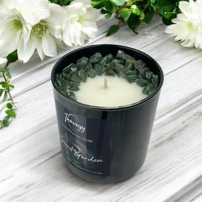 Secret Garden Crystal-Enhanced Premium Coconut-Soy Wax Candle, 9oz