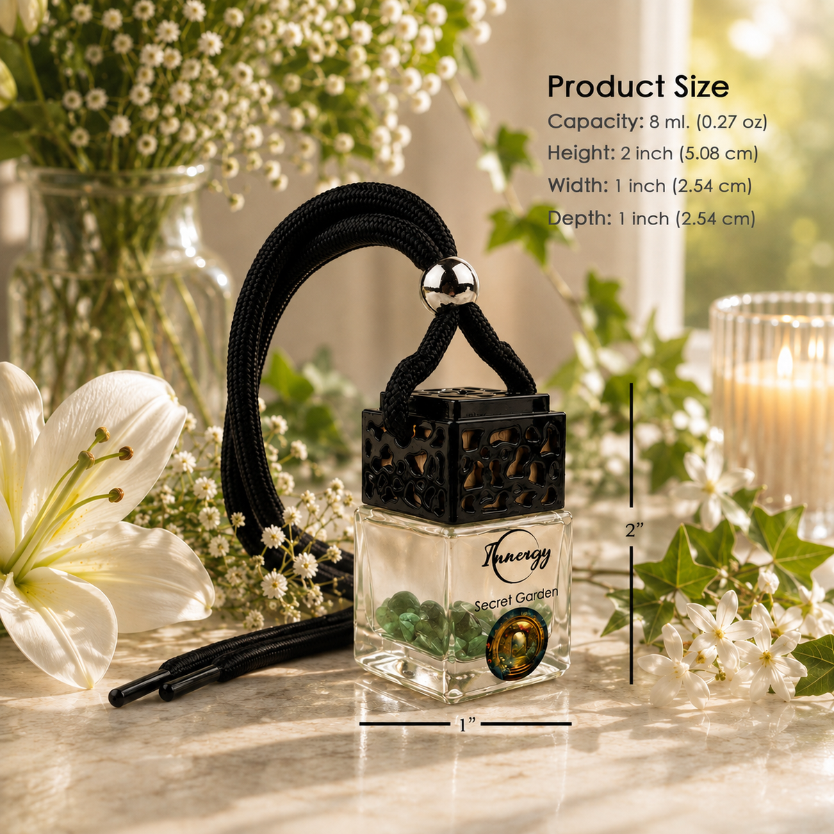 Secret Garden Crystal-Enhanced Oil Diffuser, Car Air Freshener, 8ml