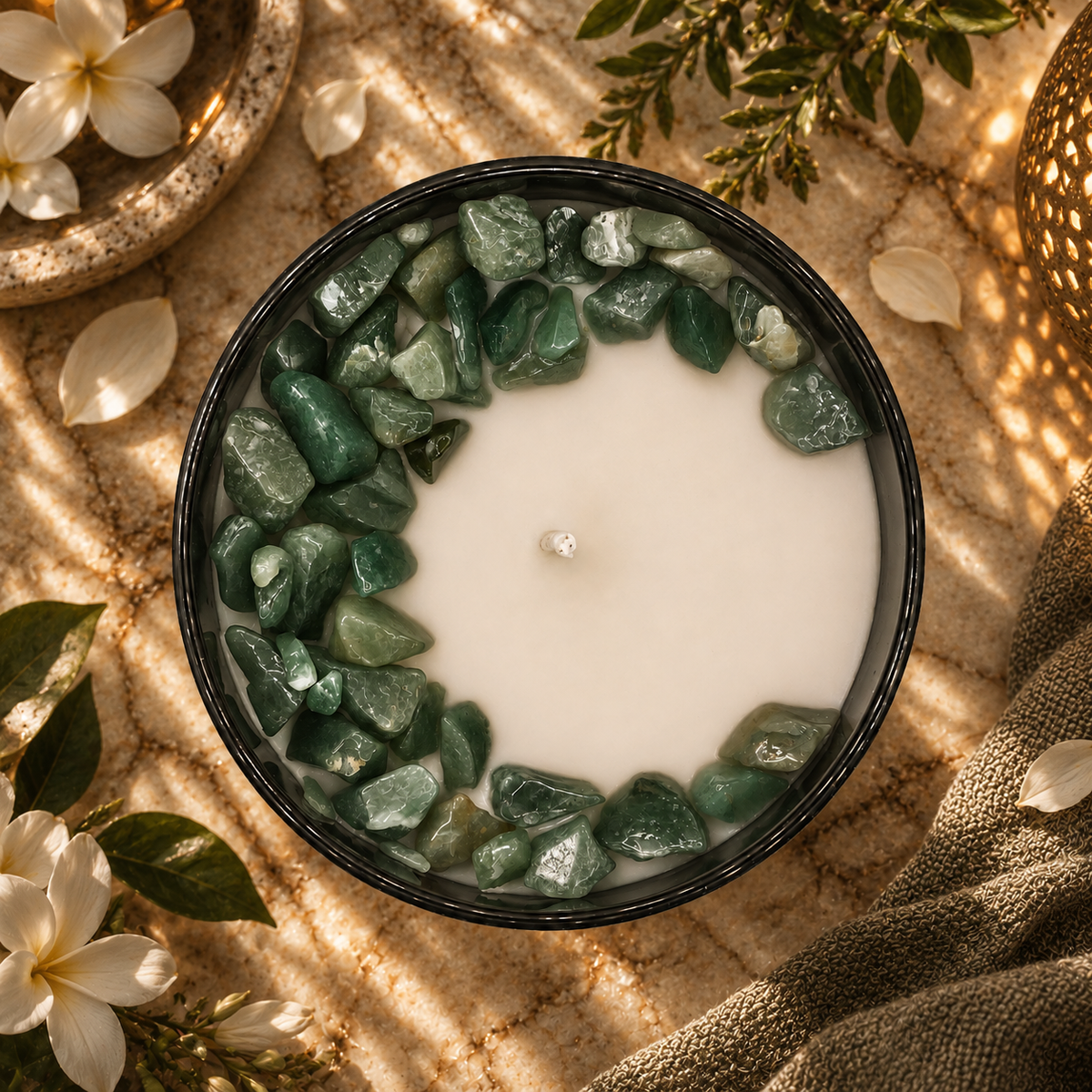 Secret Garden Handcrafted Crystal-Infused Coconut Soy Wax Scented Candle, 10oz