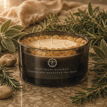 Solar Plexus 3-Wick Chakra Crystal Candle, 16oz