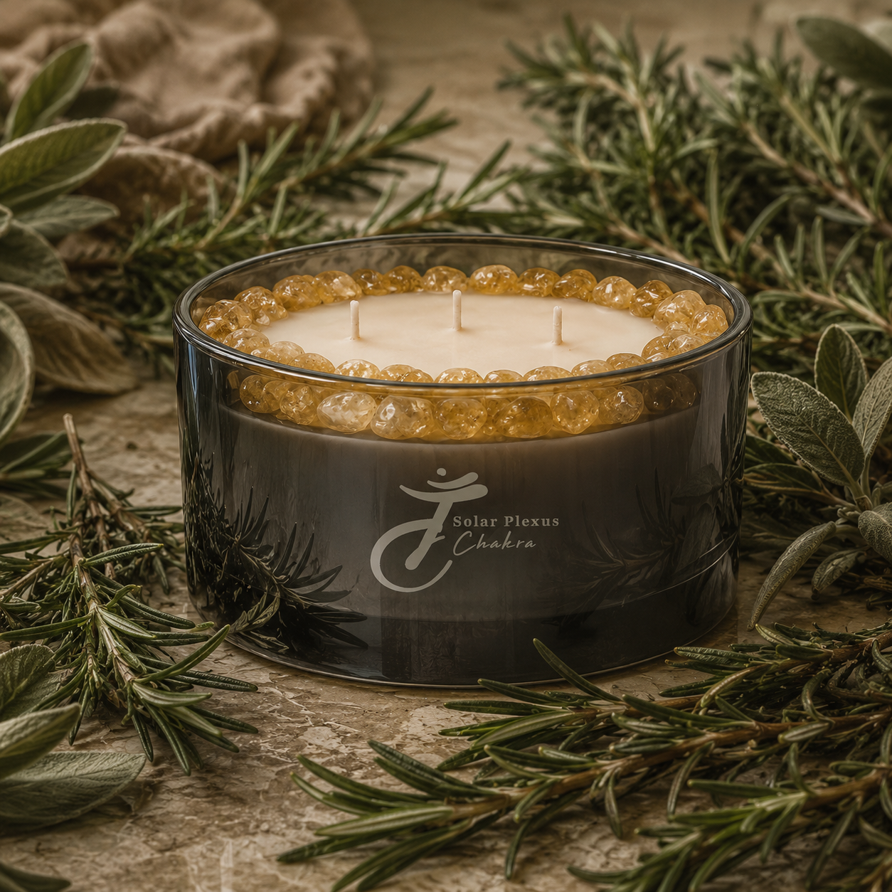 Solar Plexus 3-Wick Chakra Crystal Candle, 16oz