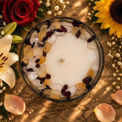 Sunshower Mist Handcrafted Crystal-Infused Coconut Soy Wax Scented Candle, 10oz