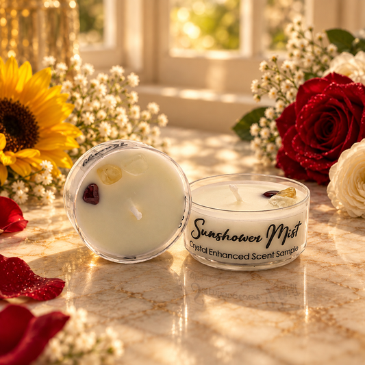 Sunshower Mist, Premium Coconut-Soy Wax Tea Light Crystal Candle, 1oz