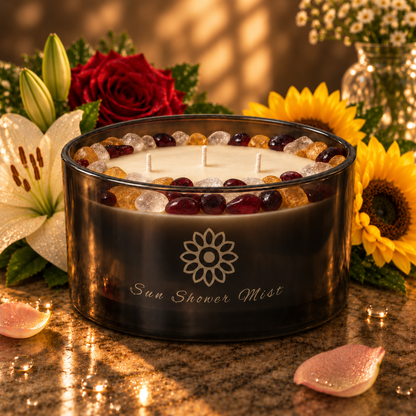 Sunshower Mist Handcrafted Crystal-Infused Coconut Soy 3-Wick Scented Candle, 16oz