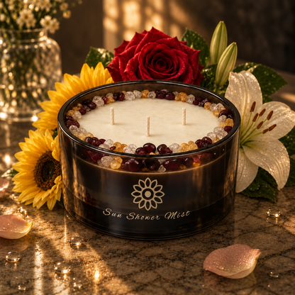 Sunshower Mist Handcrafted Crystal-Infused Coconut Soy 3-Wick Scented Candle, 16oz
