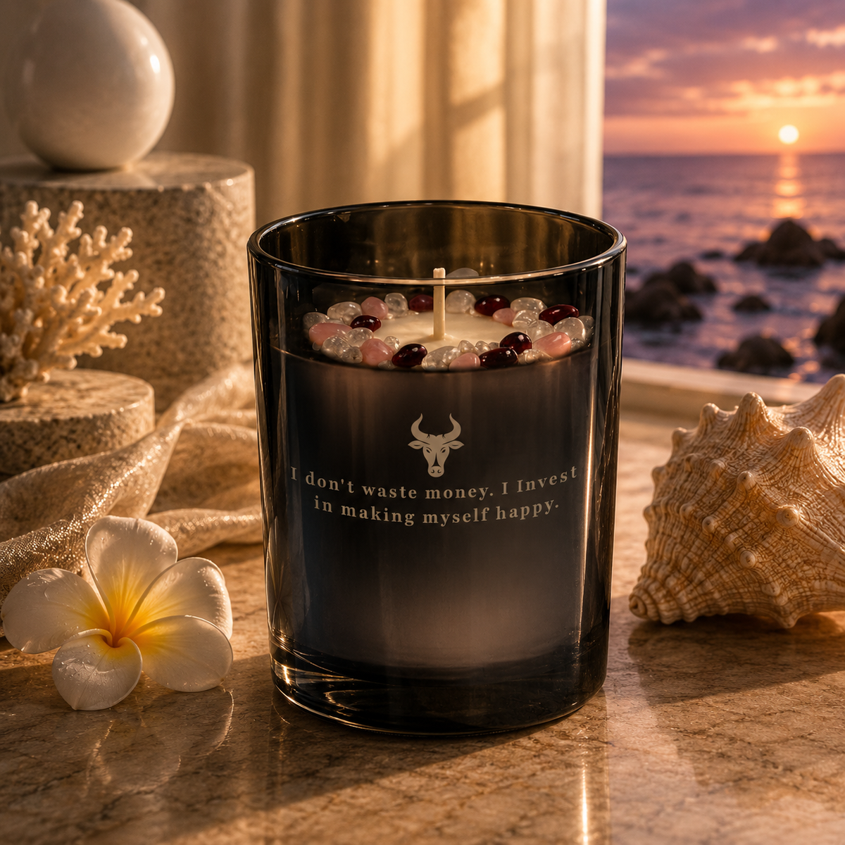 Taurus Zodiac Crystal Candle, 10oz