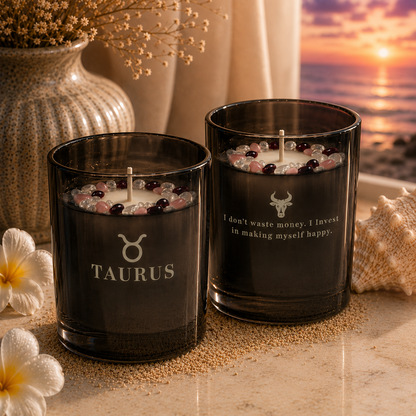 Taurus Zodiac Crystal Candle, 10oz