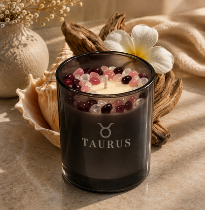 Taurus Zodiac Crystal Candle, 10oz