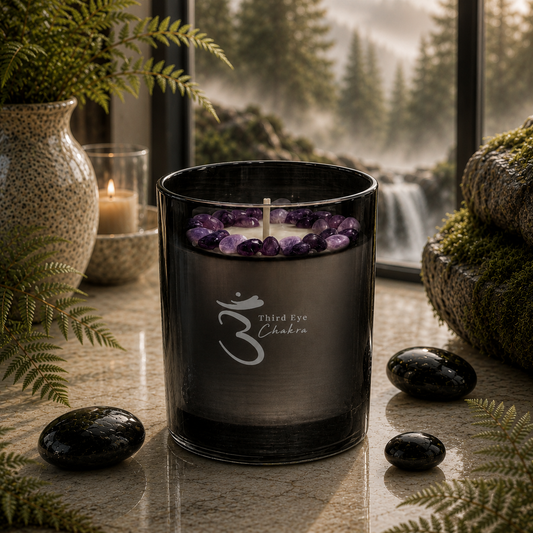 Third-Eye Chakra Crystal Candle, 10oz