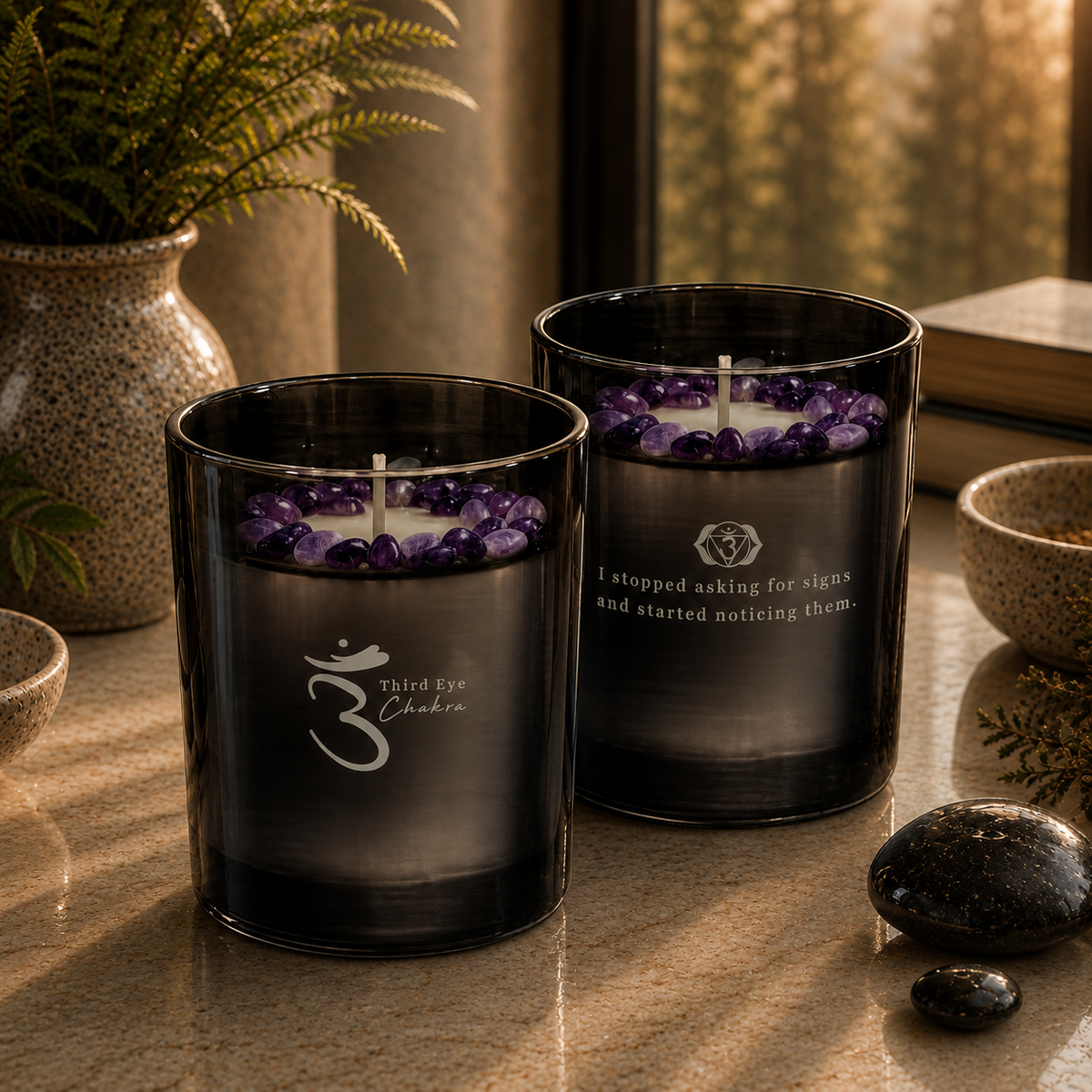 Third-Eye Chakra Crystal Candle, 10oz
