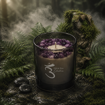 Third-Eye Chakra Crystal Candle, 10oz