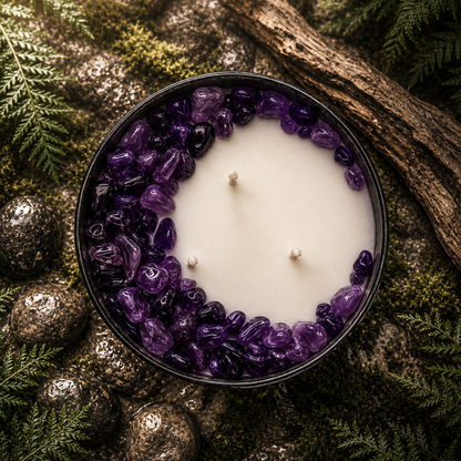 Third-Eye 3-Wick Chakra Crystal Candle, 16oz