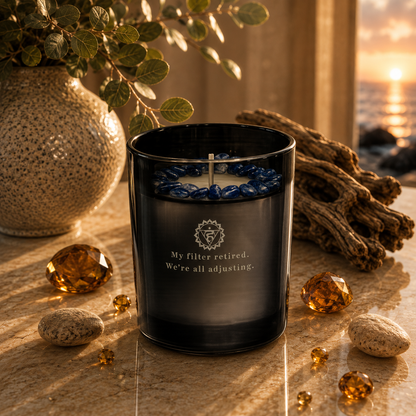 Throat Chakra Crystal Candle, 10oz